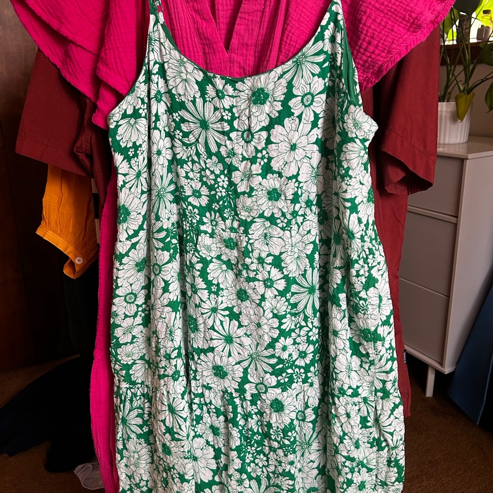 Hippie Rose Green and White Floral Mini Dress